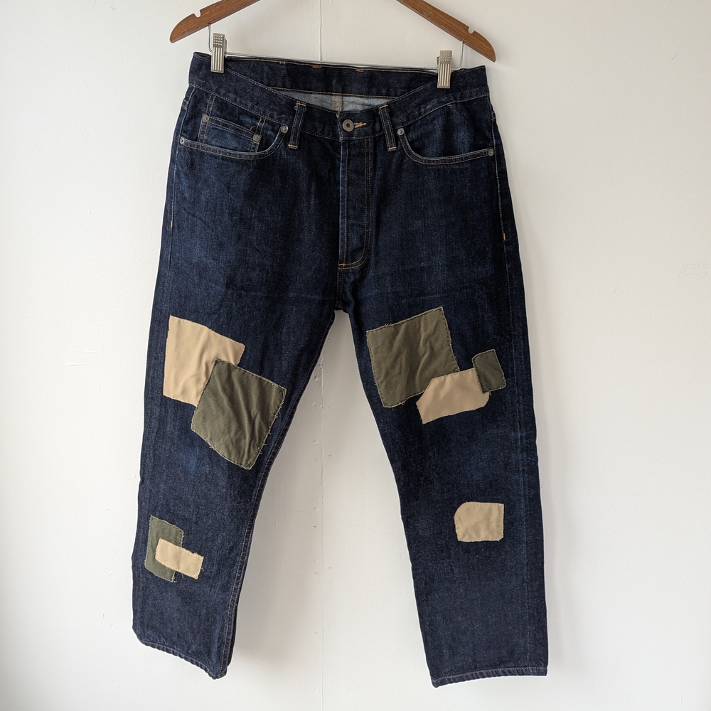 3sixteen Raw Japanese Selvedge Denim Relaxed Fit Jeans Patchwork Fits 34 x 26